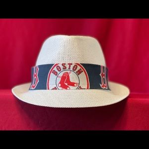 White Boston red socks fedora